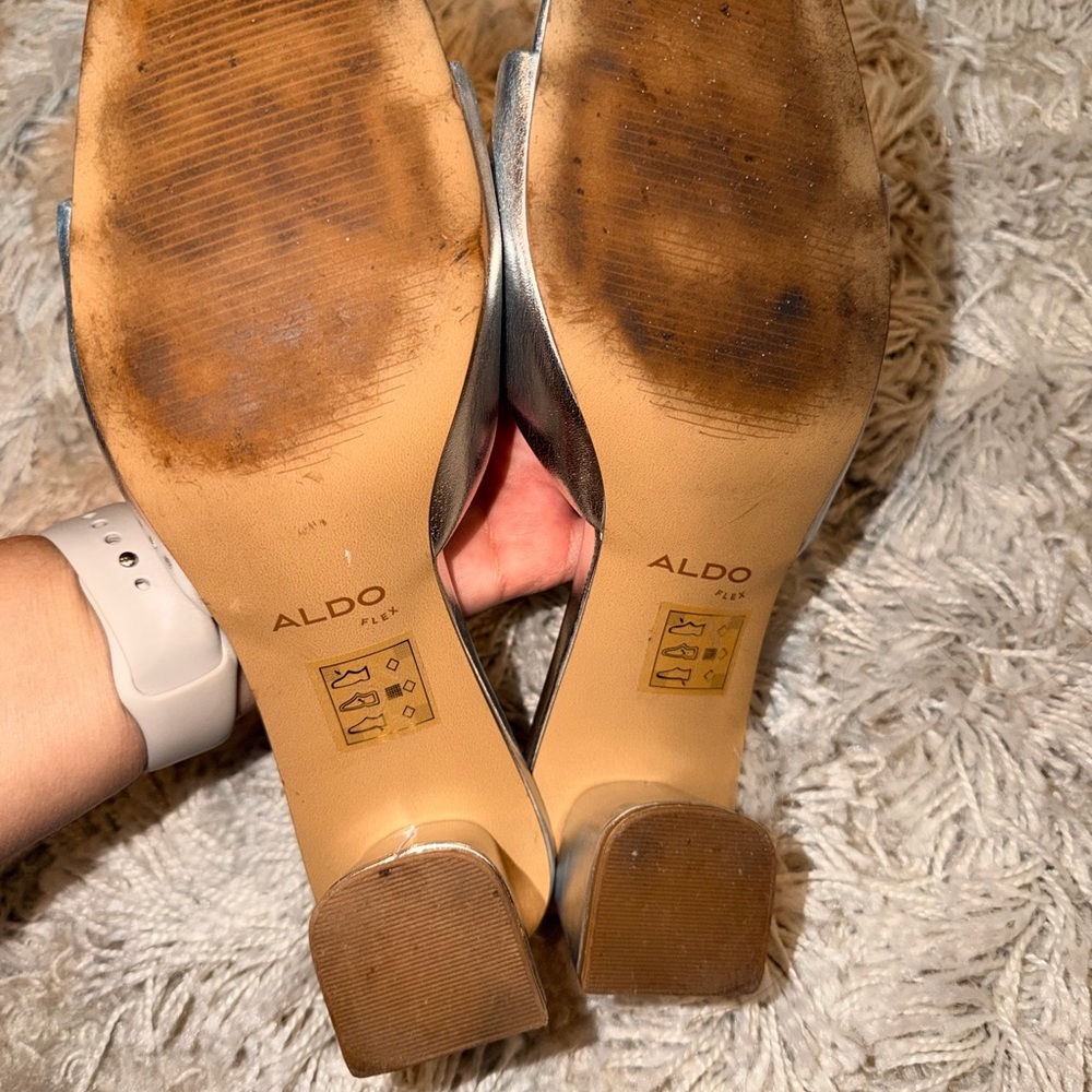 Aldo Metallic Silver Mules - Picture 5 of 5